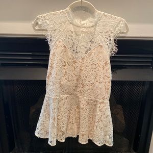 White Lace Peplum Style Top